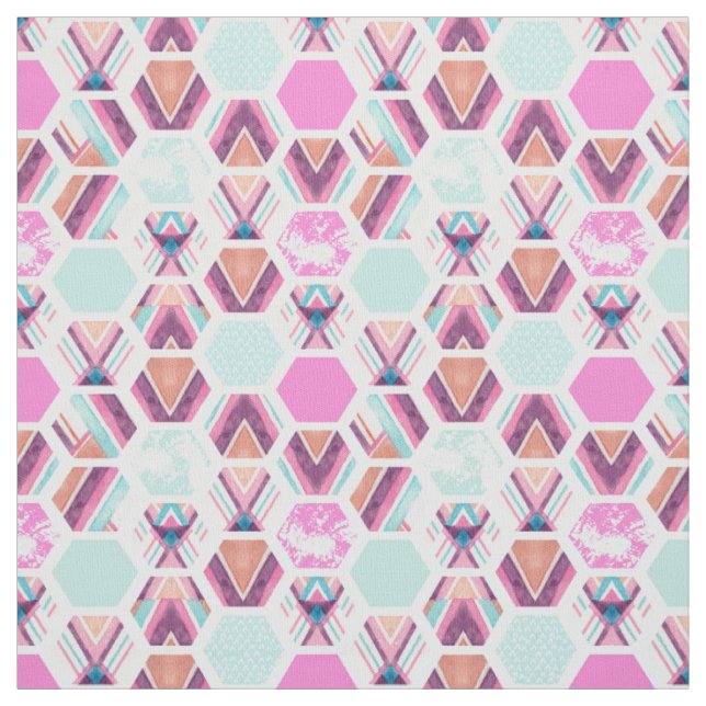 Watercolor Hexagon Pattern Fabric (Swatch)