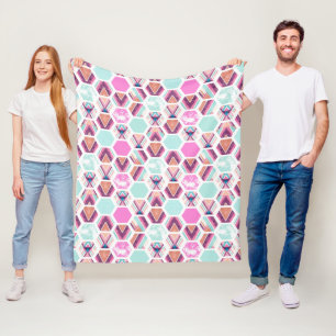 Watercolor Hexagon Pattern Fleece Blanket