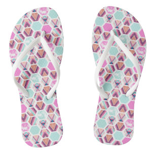 Watercolor Hexagon Pattern Flip Flops