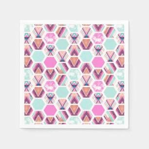 Watercolor Hexagon Pattern Napkin