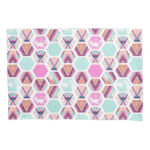 Watercolor Hexagon Pattern Pillowcase