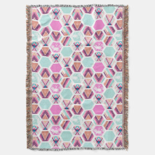 Watercolor Hexagon Pattern Throw Blanket