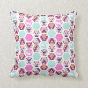 Watercolor Hexagon Pattern Throw Pillow