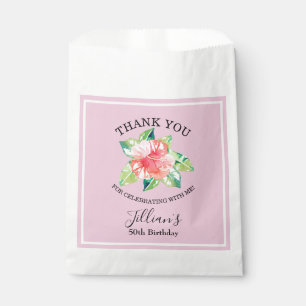 Watercolor Hibiscus Birthday Favour Bag
