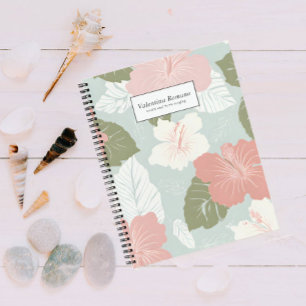 Watercolor Hibiscus Flowers tropical Personalized Notebook