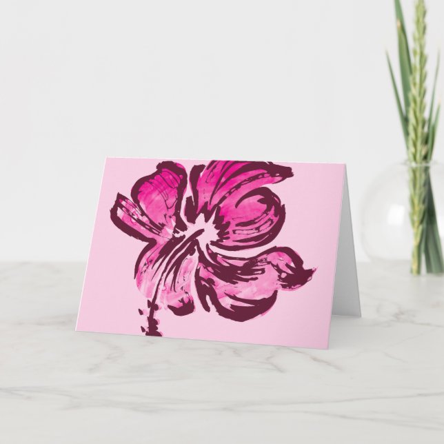 Watercolor Hibiscus Greeting Card (Front)