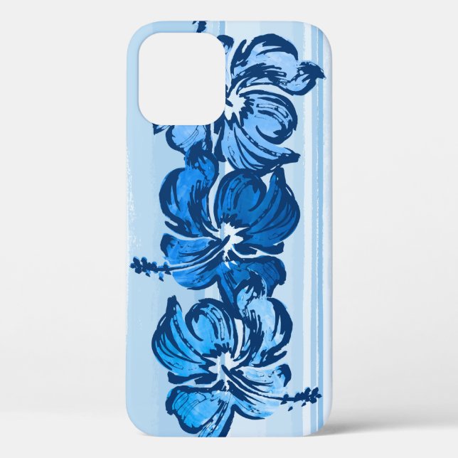 Watercolor Hibiscus Hawaiian Tropical Blue Case-Mate iPhone Case (Back)