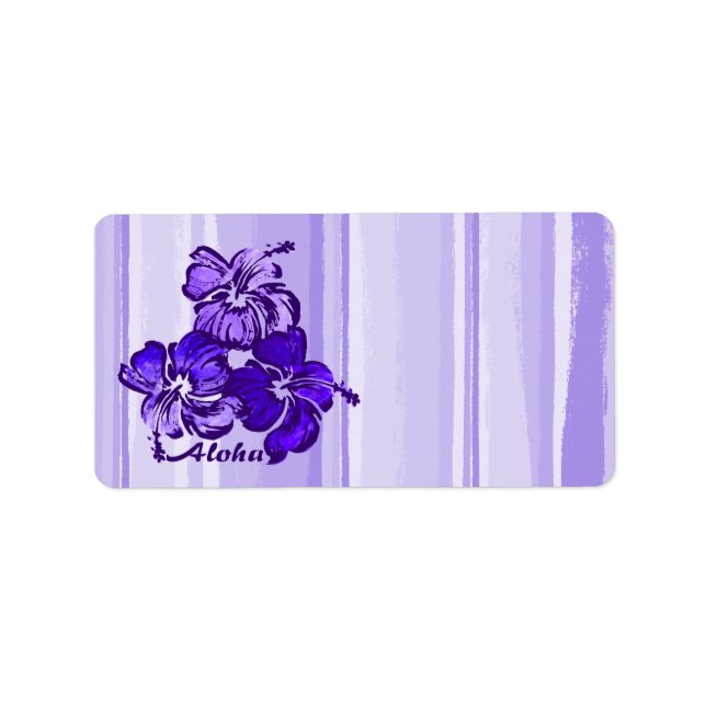 Watercolor Hibiscus Hawaiian Tropical Label (Front)