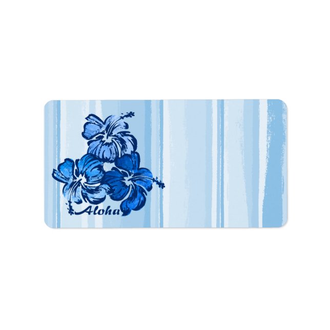 Watercolor Hibiscus Hawaiian Tropical Label (Front)