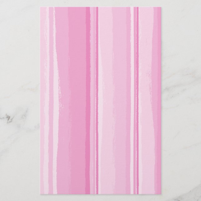 Watercolor Hibiscus Striped Coordinating Stationery (Front)