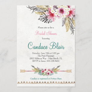 Watercolor Hibiscus Tropical Soiree Bridal Shower Invitation