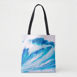 watercolor high ocean waves of blumarine colour tote bag