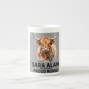 Watercolor Highland Cow Registered Nurse Class of Bone China Mug