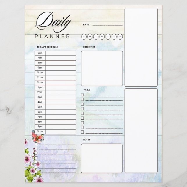 Watercolor hills and wildflowers daily planner (Front)