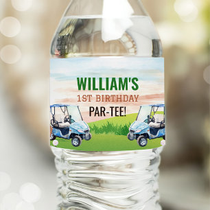 Watercolor Hole in One Golf 1st Birthday  Water Bottle Label
