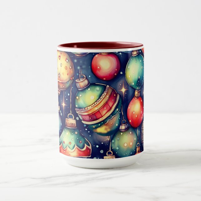 Watercolor Holiday Art Christmas Decoration  Mug (Center)