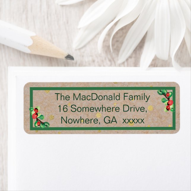 Watercolor Holiday Berries Return Address Label (Insitu)