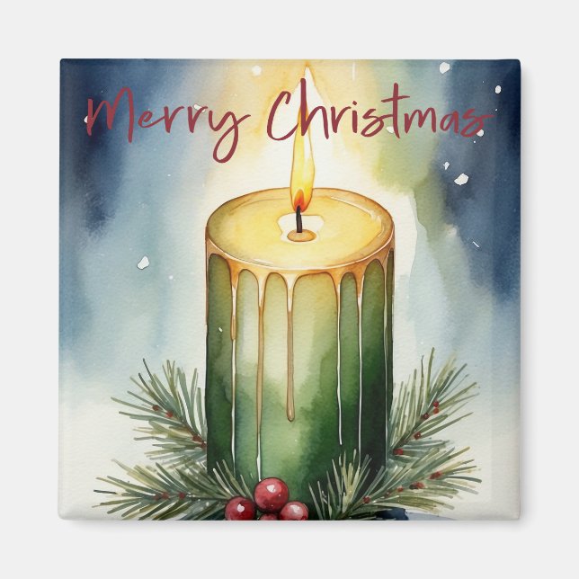 Watercolor Holiday Candle Festive Illustration  Magnet (Front)