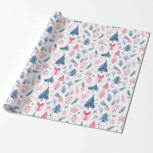 Watercolor Holiday Charm Pattern Wrapping Paper