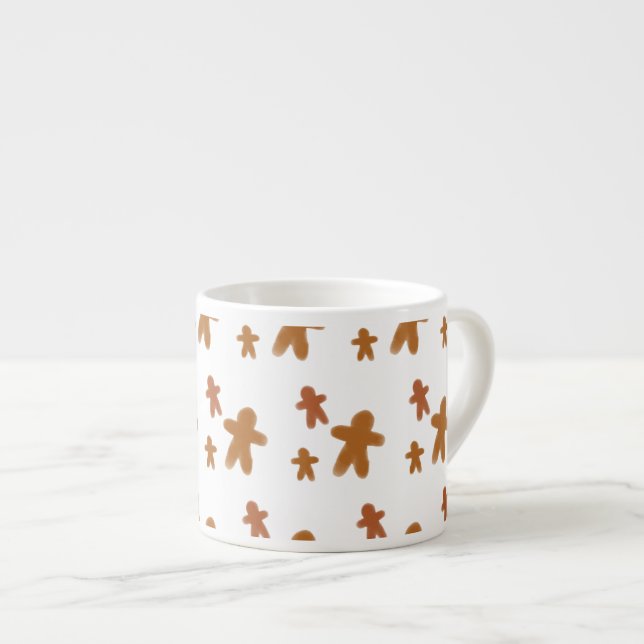 Watercolor Holiday Christmas Gingerbread Man  Espresso Cup (Front Right)