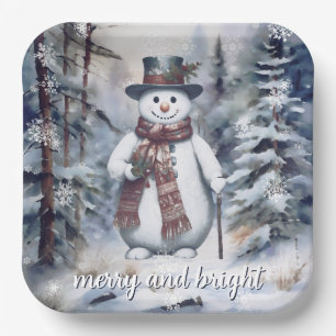 Watercolor Holiday Gnome Paper Plate