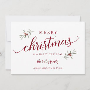 Watercolor Holiday Ivy Non Photo Christmas Card