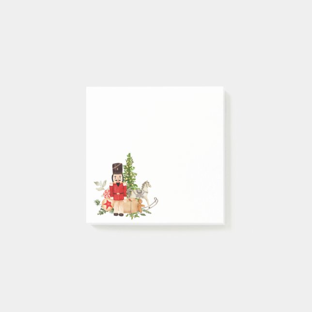 Watercolor Holiday Nutcracker Christmas Tree Post-it Notes (Front)