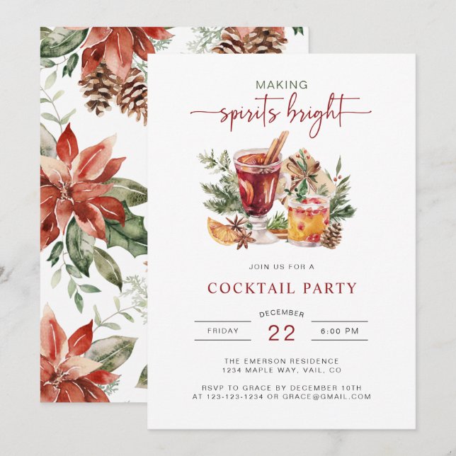Watercolor Holiday Party Invitation (Front/Back)