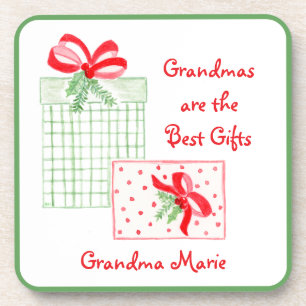 Watercolor Holiday PERSONALIZE Grandma Coaster