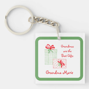 Watercolor Holiday PERSONALIZE Grandma Keychain