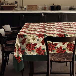 Watercolor Holiday Tablecloth Vintage Red Florals