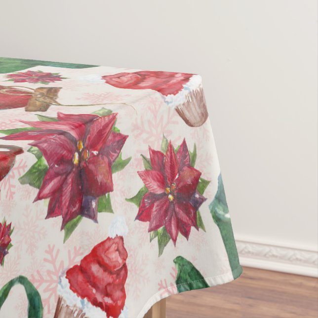 watercolor Holiday Tea Party Tablecloth (In Situ)