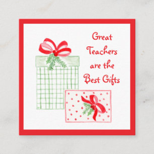 Watercolor Holiday Teachers Best Gifts  Enclosure Card