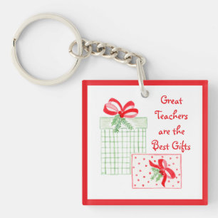 Watercolor Holiday Teachers Best Gifts Keychain