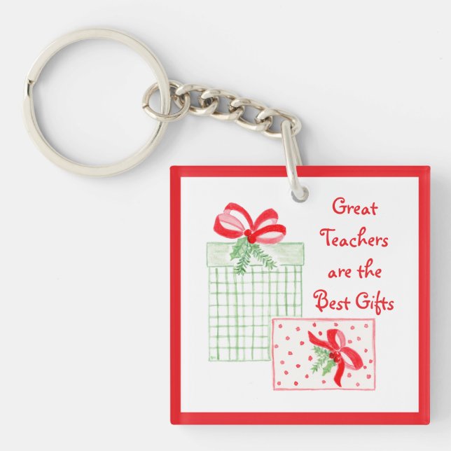 Watercolor Holiday Teachers Best Gifts  Keychain (Front)
