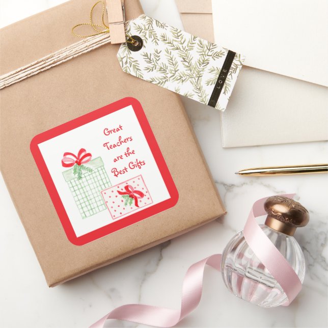 Watercolor Holiday Teachers Best Gifts  Square Sticker (Gifting)