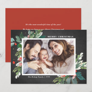 Watercolor Hollies Chalkboard Botanical Photo