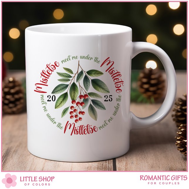 Watercolor Holly Berries Mistletoe Christmas Coffee Mug (Creator Uploaded)