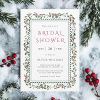 Watercolor Holly Berry Frame Bridal Shower