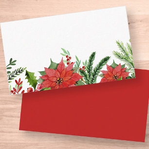 Watercolor Holly Floral Foliage   Holiday Place Card