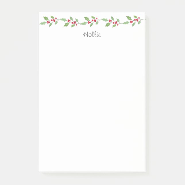  Watercolor Holly Garland   Post-it Notes (Front)