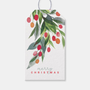 Watercolor Holly Holiday Gift Tags