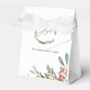 Watercolor Holly Jolly Christmas Party Favor Box