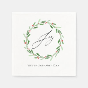 Watercolor Holly Jolly Christmas Party Napkin