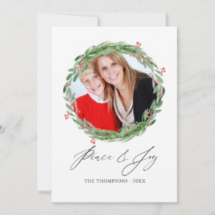 Watercolor Holly Jolly Christmas Photo Card