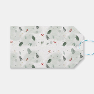 Watercolor Holly Leaves Pattern Christmas Art Plan Gift Tags