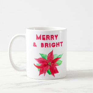 Watercolor Holly Merry and Bright  Coffee Mug