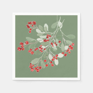 Watercolor Holly Napkin