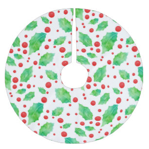 Watercolor Holly Pattern Bandana Brushed Polyester Tree Skirt