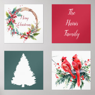 Watercolor holly personalized Christmas
